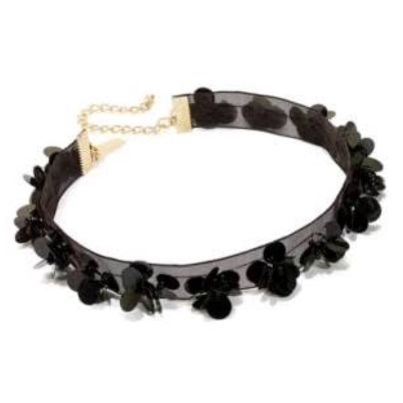 INC International Concepts Jewelry - Black Flower and Bead Choker Necklace NWT